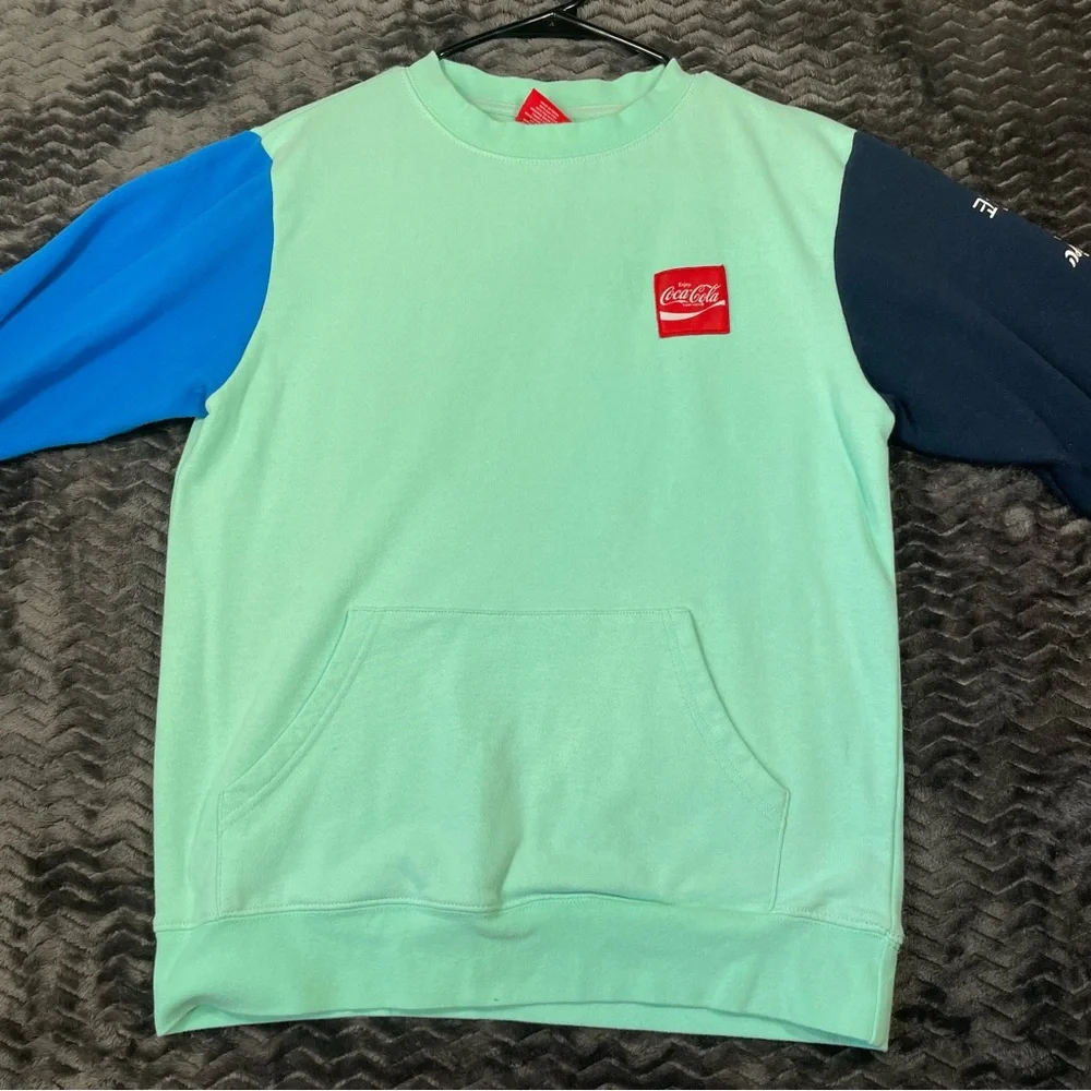 Coca Cola Vibrant Green and Blue Crewneck Sweater, Mens size M. #3
